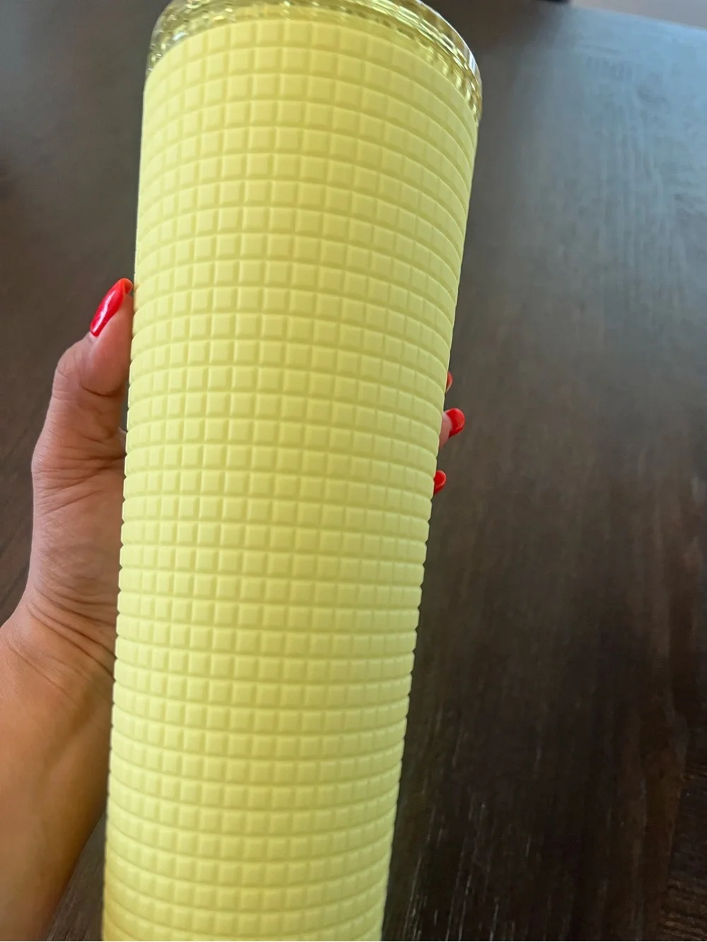 Starbucks Yellow Soft Touch Cup Meadow Grid Studded Cold Cup Tumbler 24oz New